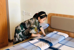 疊被子中