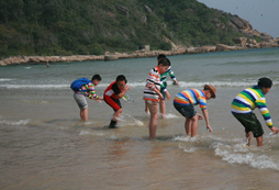 海邊抓魚